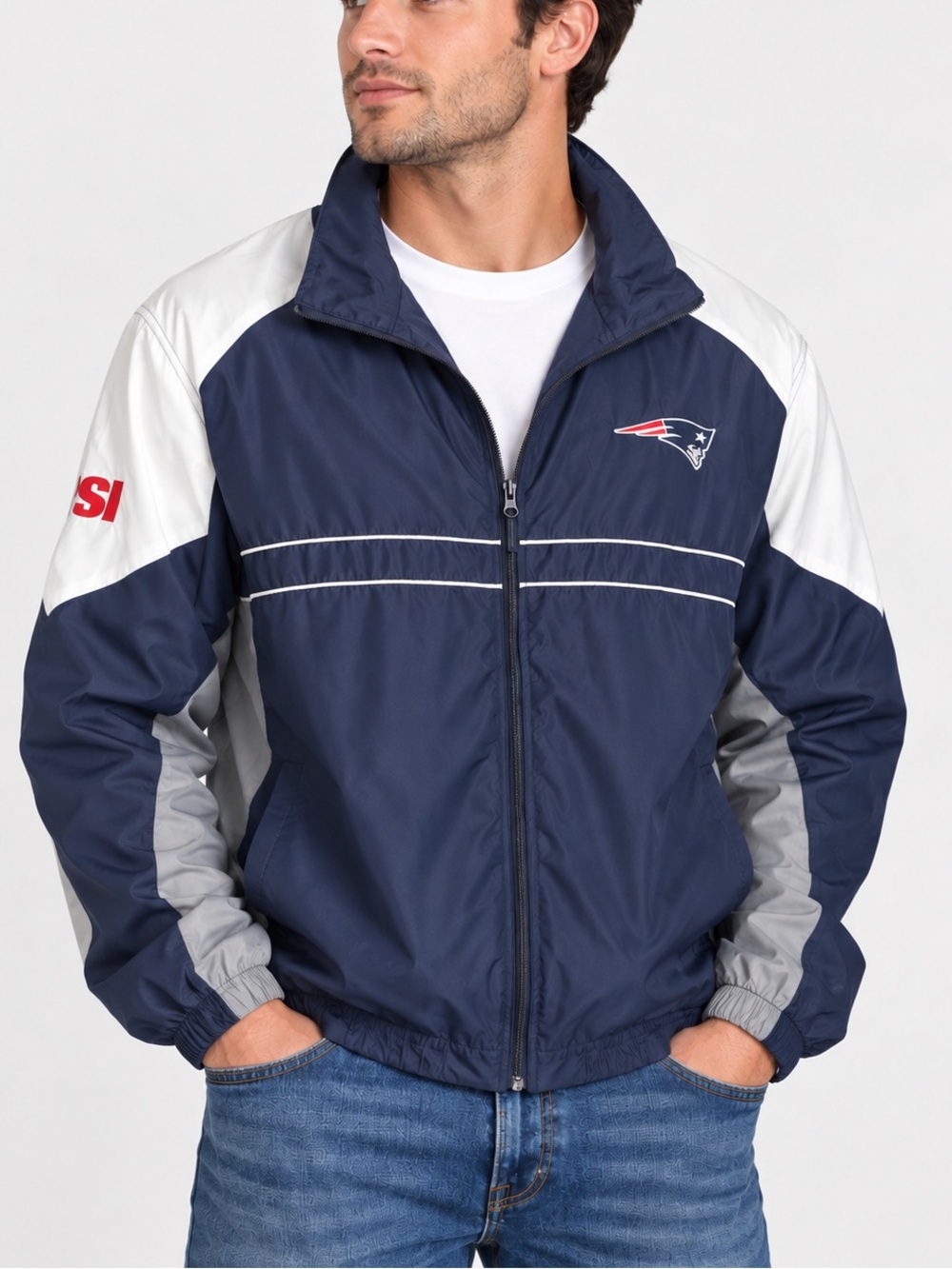 Vintage New England Patriots Dunbrooke Windbreaker Jacket XL SI Logo NFL Sports